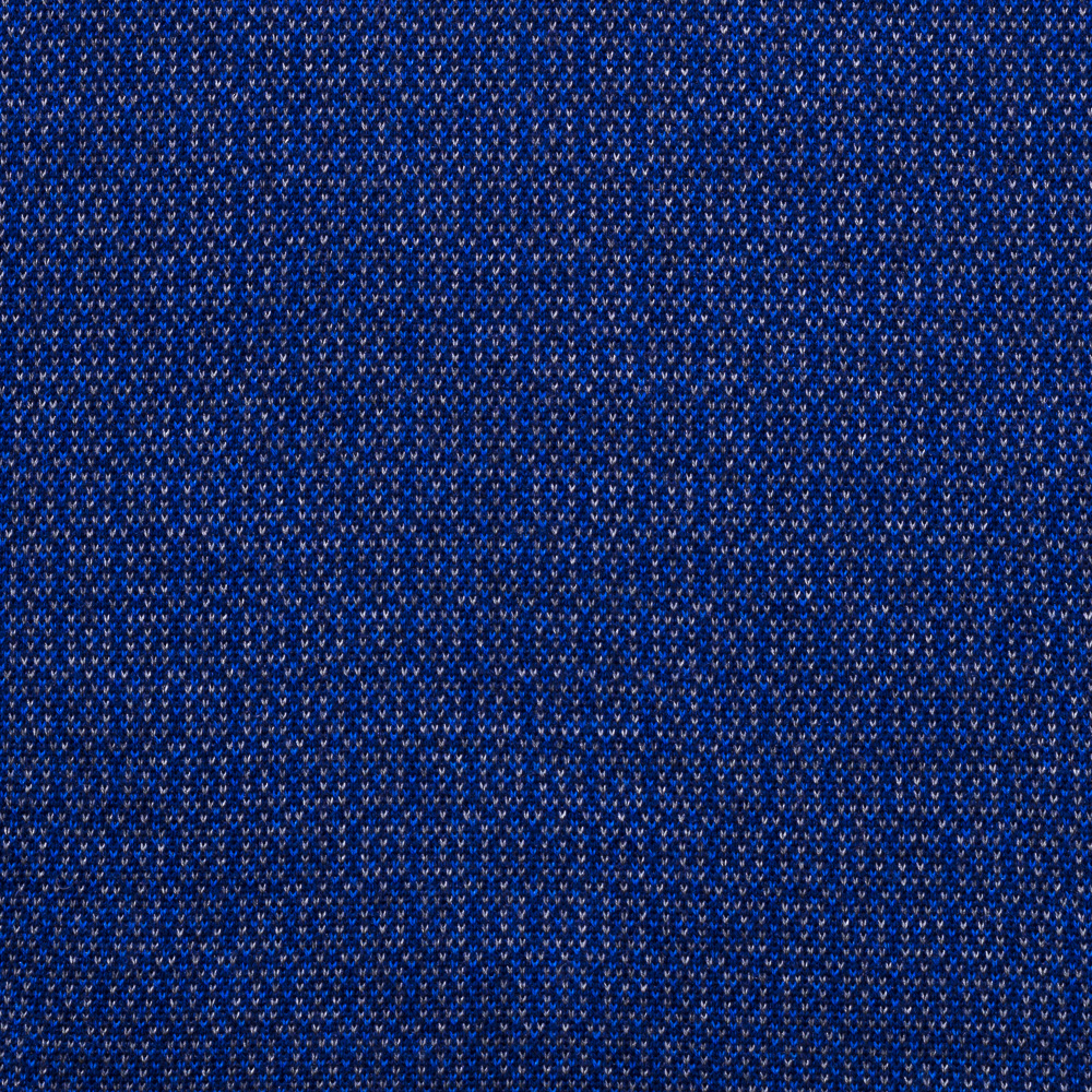 Синее поло с узорами, длинными рукавами и молнией шерсть/кашемир/шелк