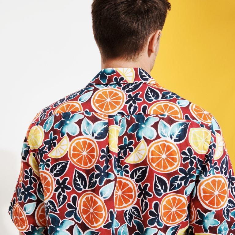 Льняная Мужская Рубашка с Коротким Рукавом