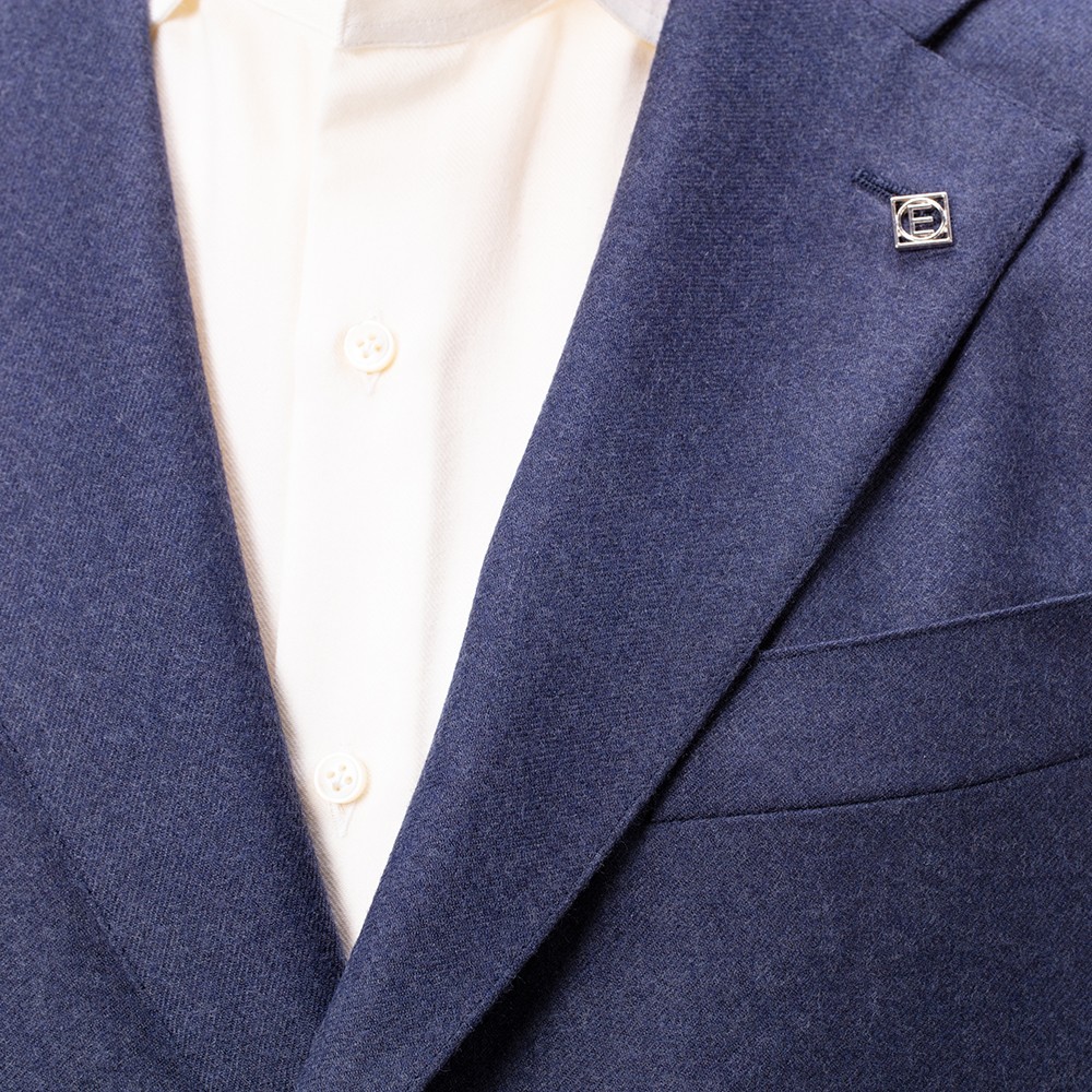 Удлиненное однобортное пальто синего цвета из шерсти