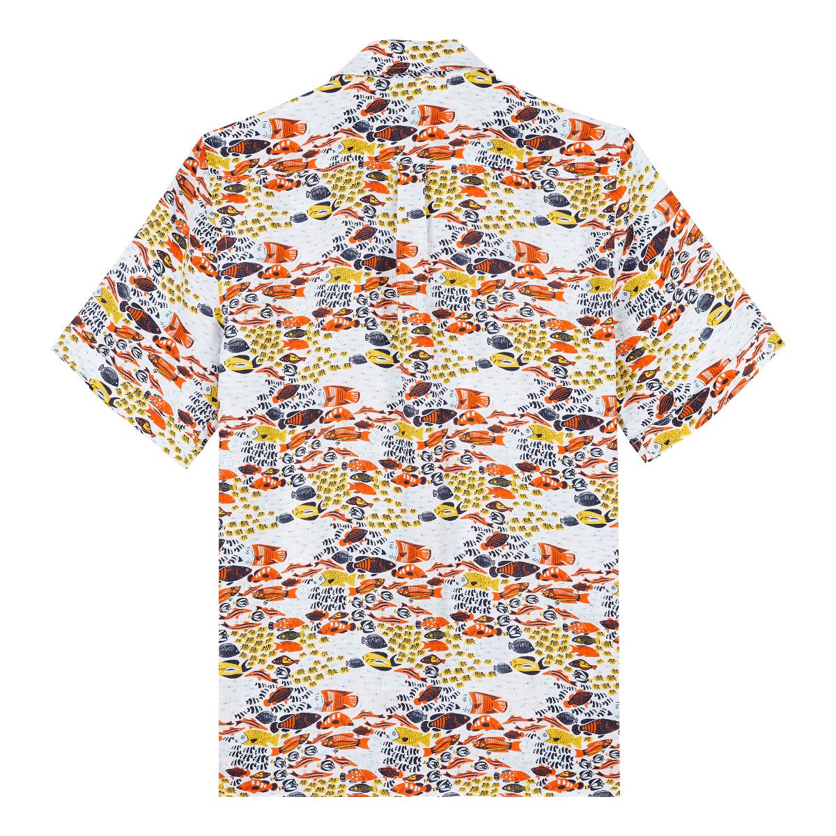 Льняная Мужская Рубашка с Коротким Рукавом Fish Family