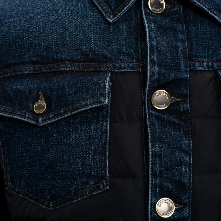Короткий пуховик с вставками из джинсовой ткани MONDOR