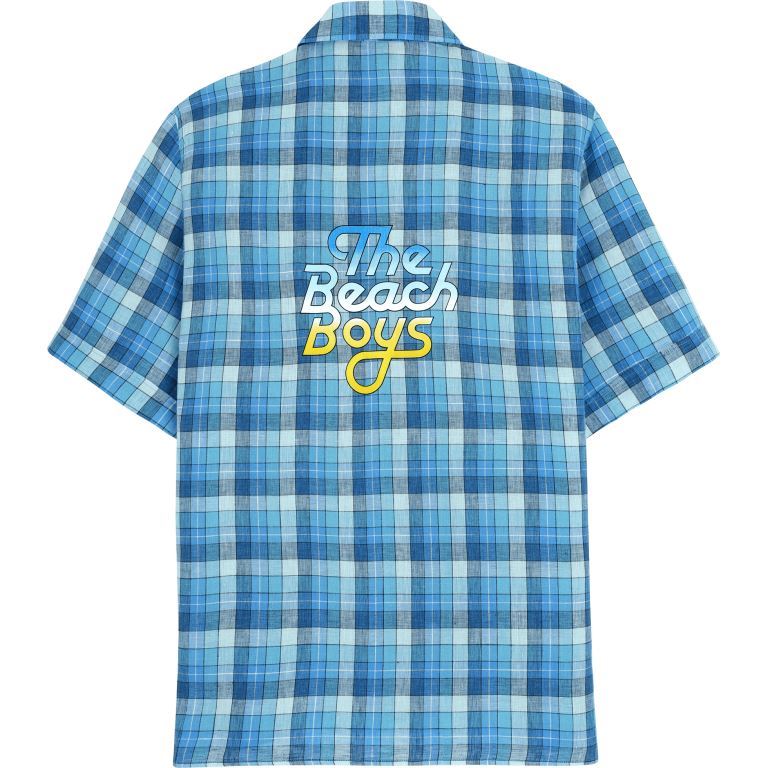 Льняная Мужская Рубашка с Коротким Рукавом - Vilebrequin x The Beach Boys