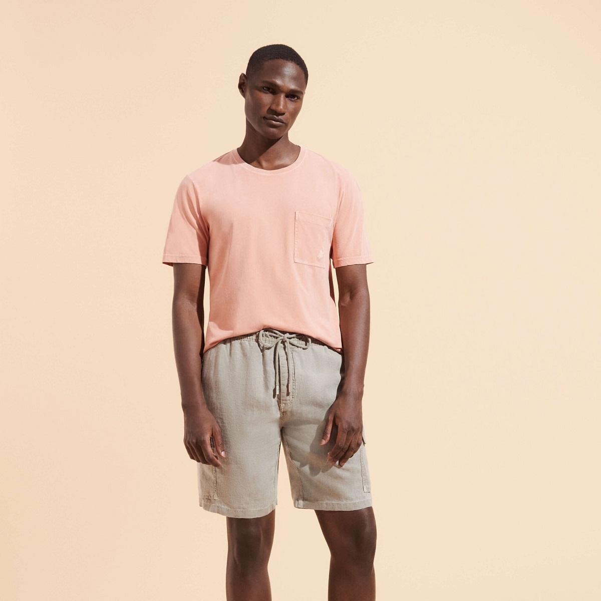 Мужские Льняные Шорты Бермуды с Карманами Карго